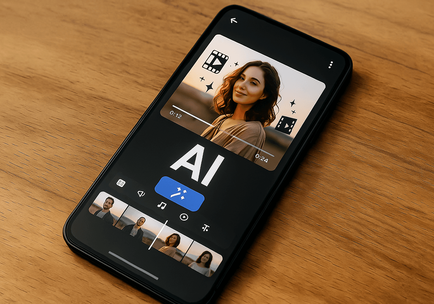 Phone displays AI video editor - Best AI Video Extender