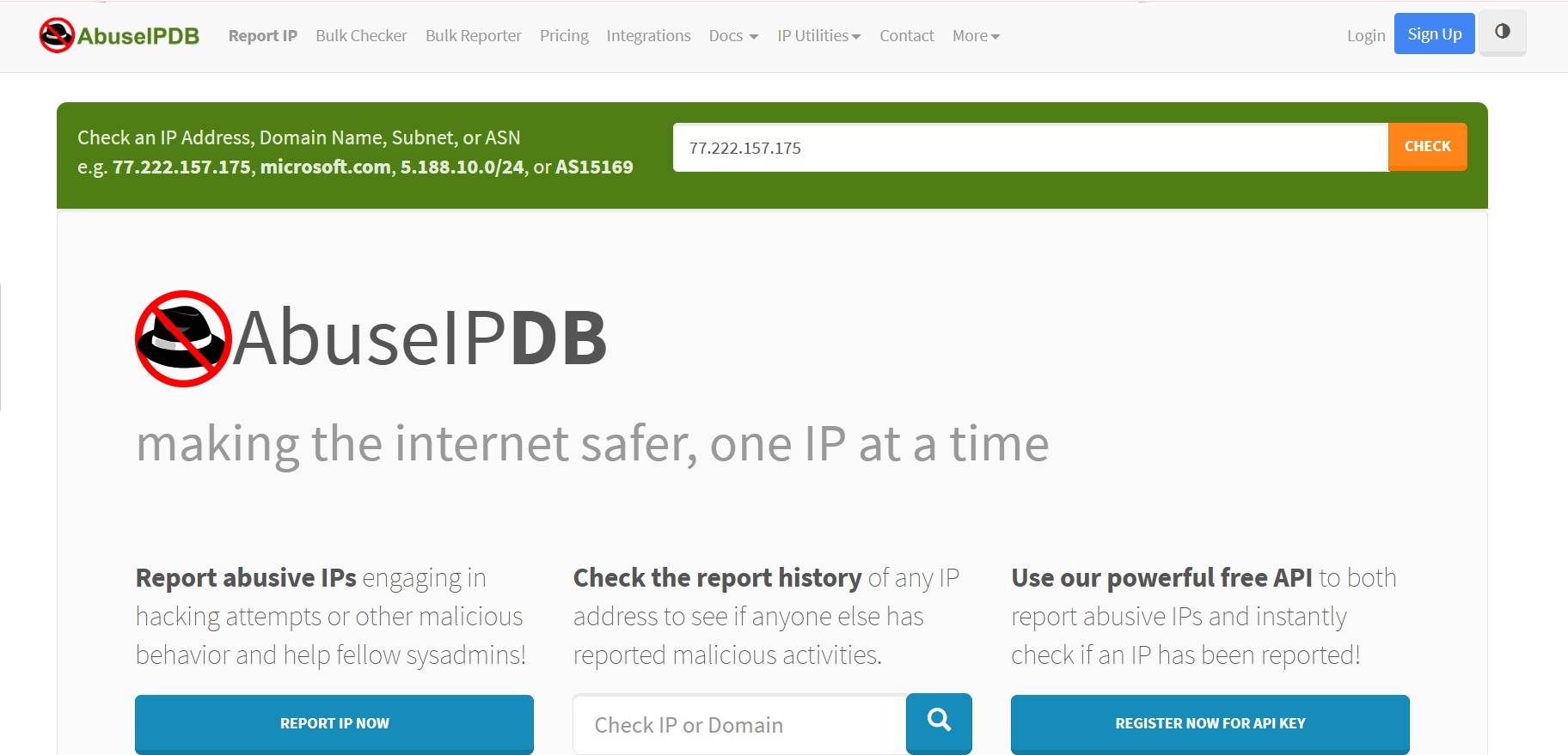AbuseIPDB screen