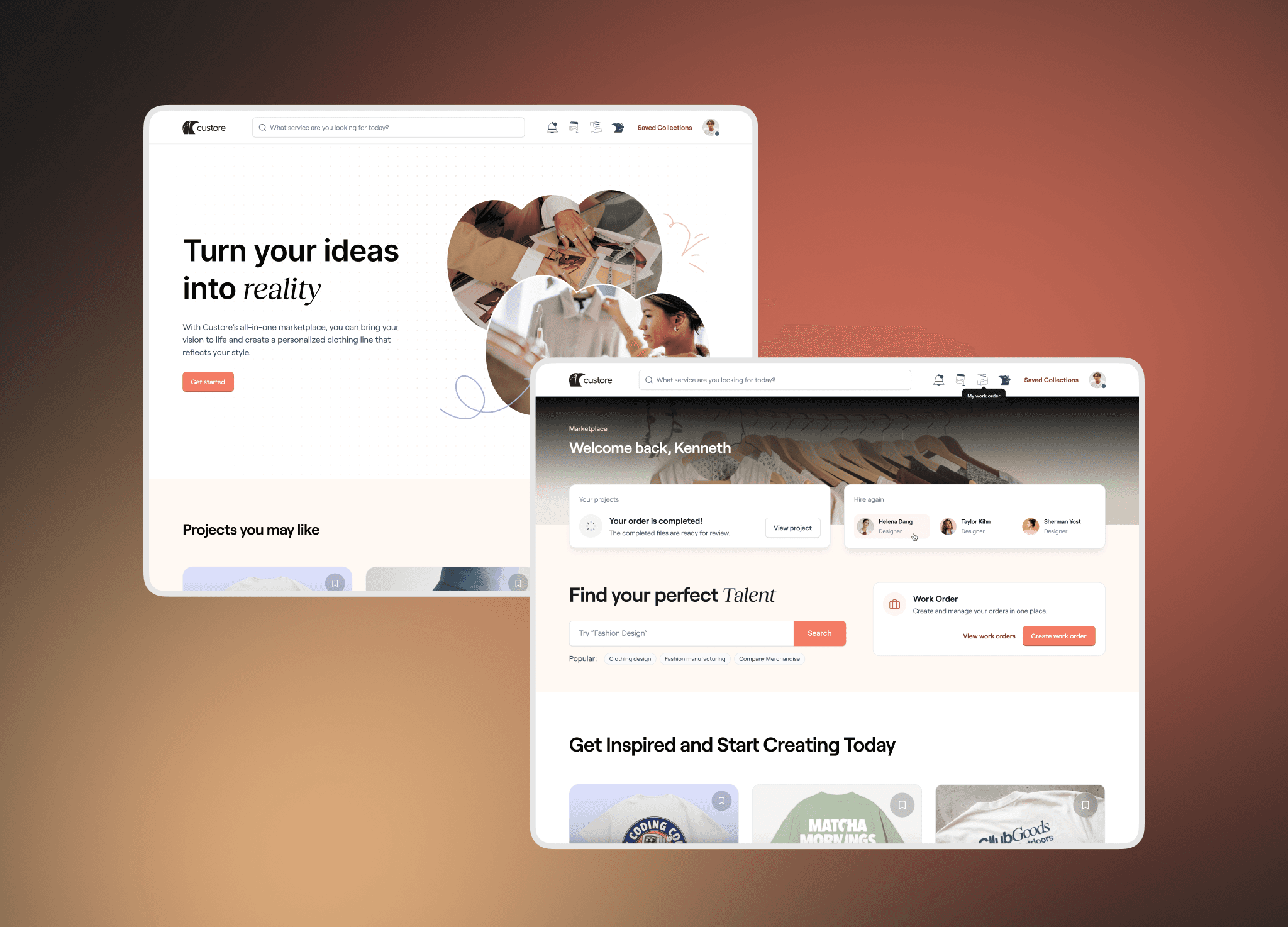 Desktop screens displaying POD landing page
