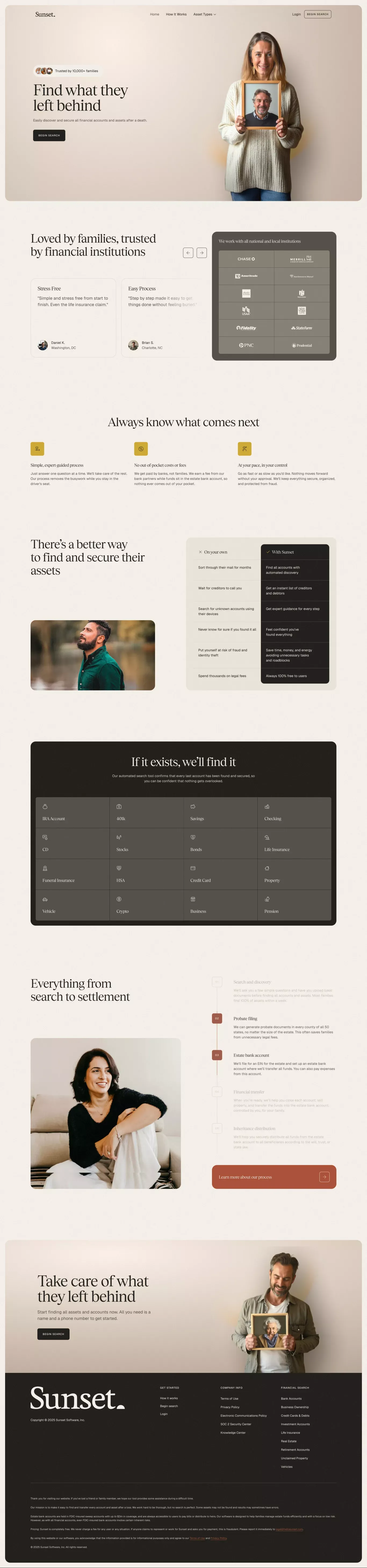 Sunset landing page screenshot showcasing Tech design