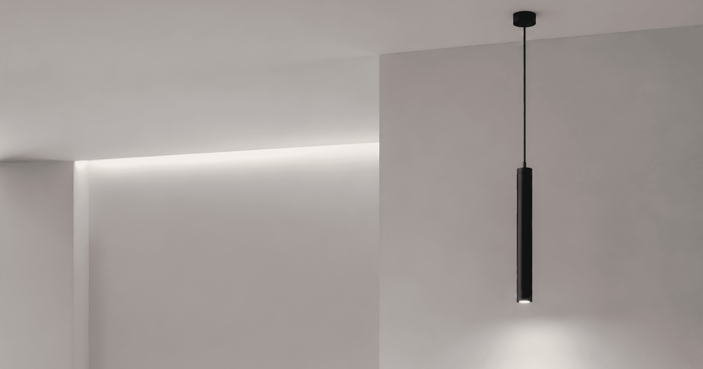 Suspension LED noire fine Stellar beta R4-1 Slim en forme de long tube avec LED COB Citizen