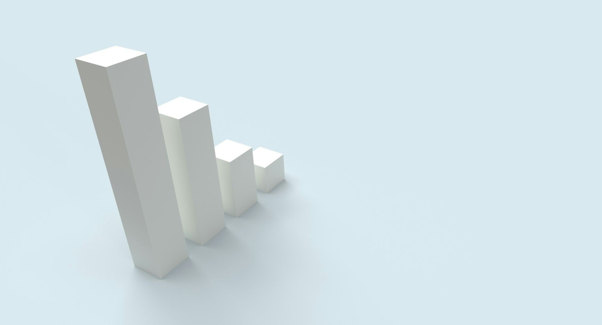 blocos brancos em computação digital de um gráfico crescente em 3d, fundo branco