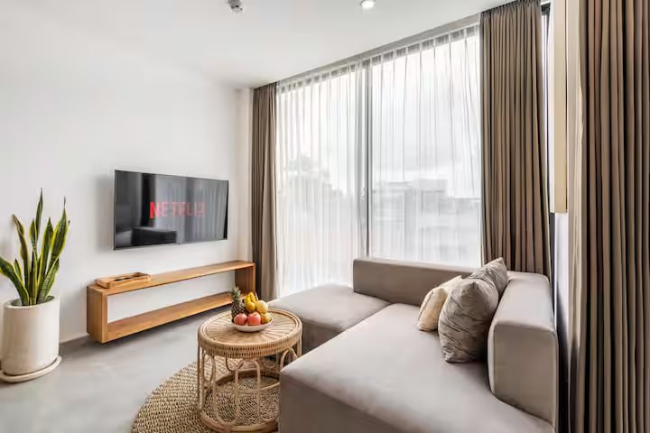 A completed 1-bedroom apartment in Canggu, located just 300 meters from the ocean