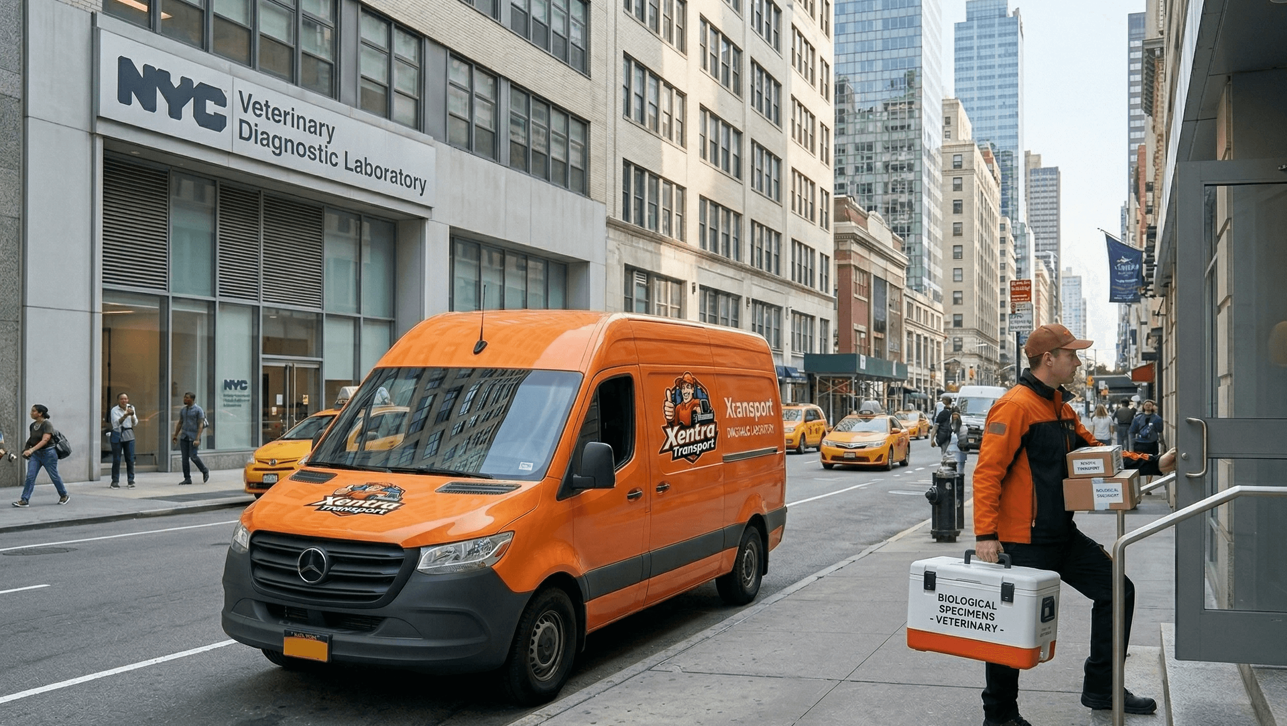 xentra transport courier delivering veterinary lab specimens in nyc