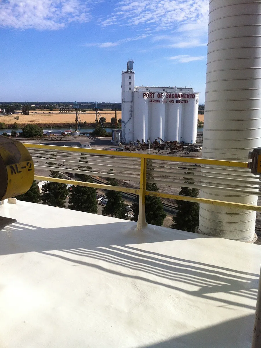 New polyurea roof overlooking the Port of Sacramento
