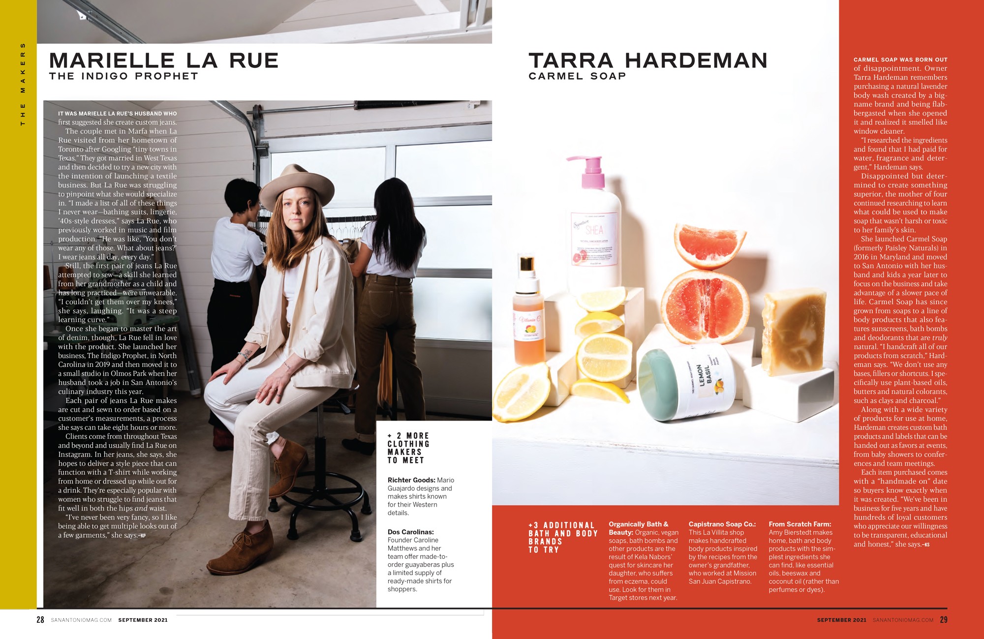 Magazine spread for Meet the Makers story