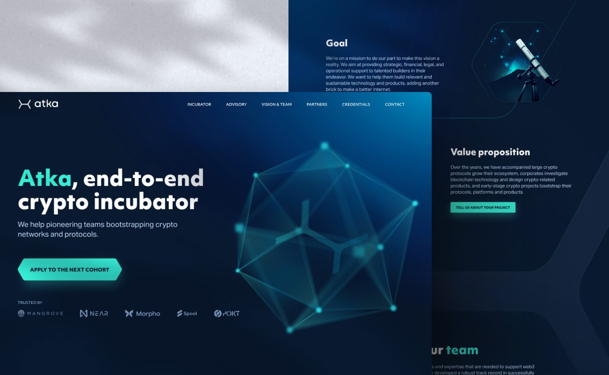 Atka Web3 Webdesign and brand redesign