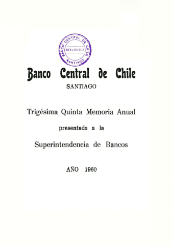 Banco Central de Chile. Memoria Anual 1960
