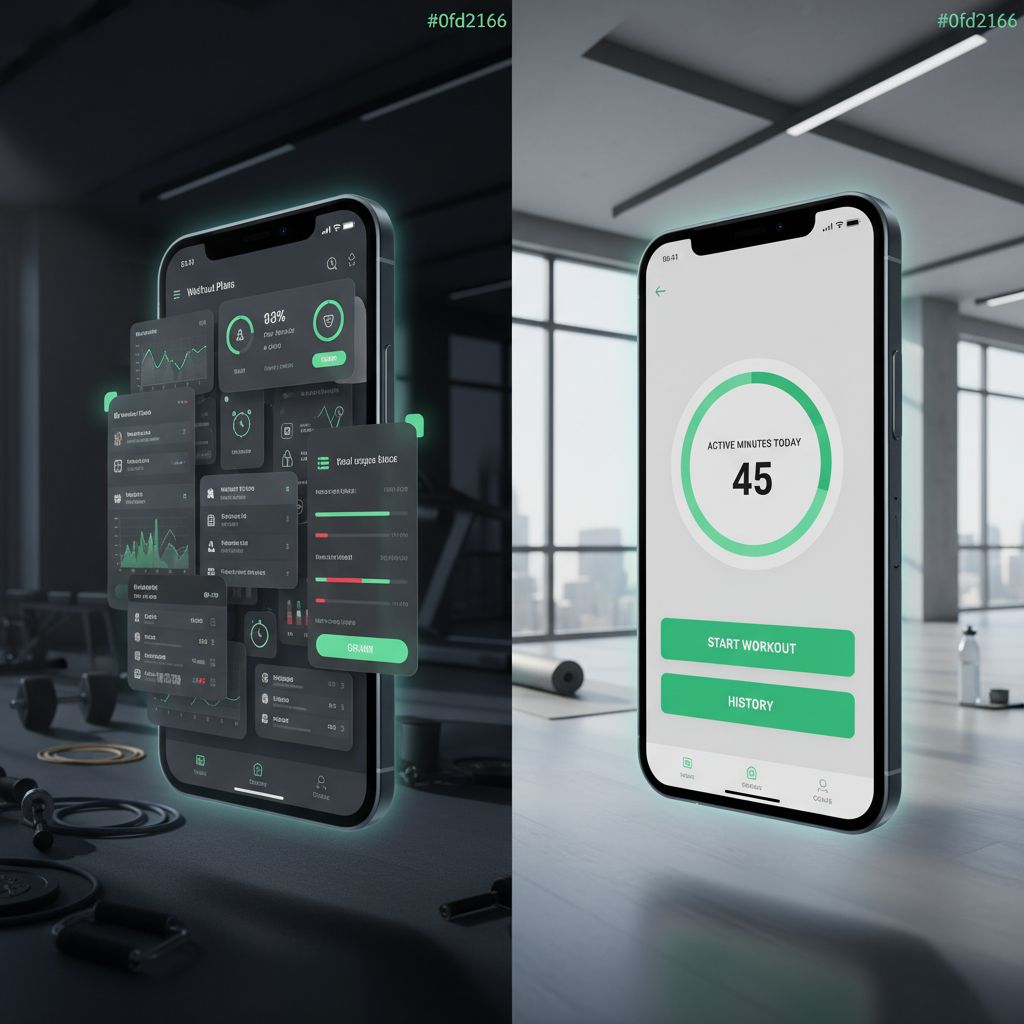 Comparison of complex fitness app versus simple workout tracker interface