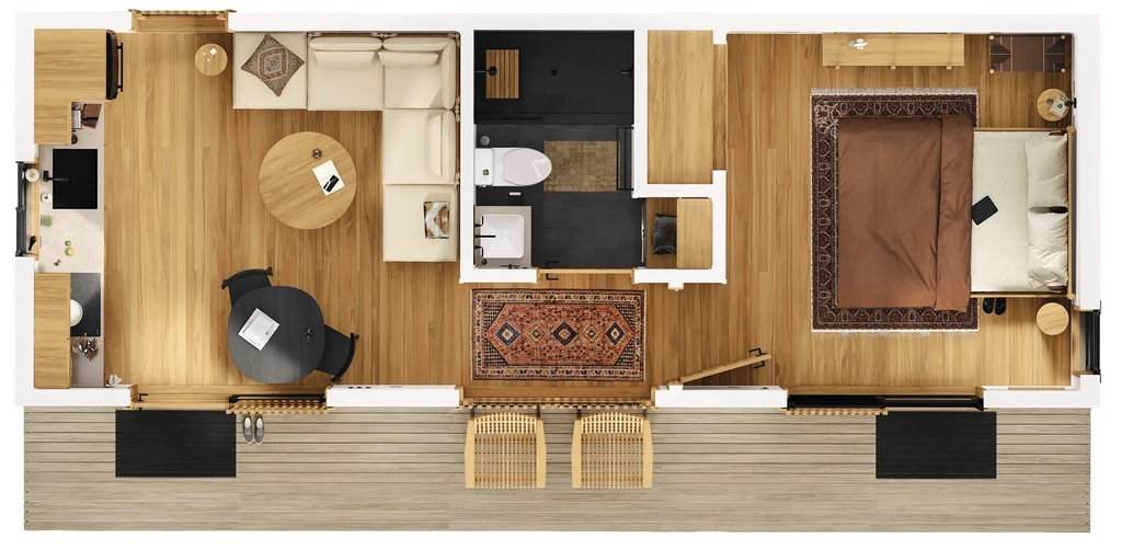 300sf studio · 1 bath