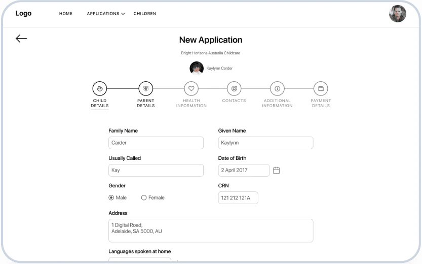 High fidelity wireframe - Screen 2