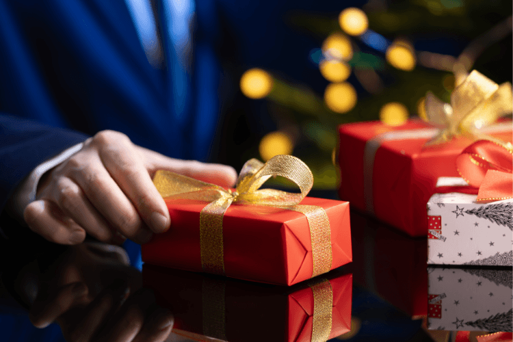 Corporate holiday gifts with branded packaging and premium selection