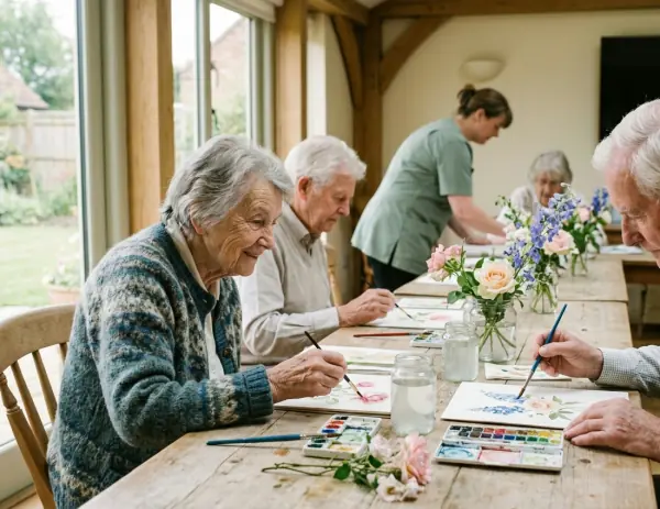 Watercolour class at the long table