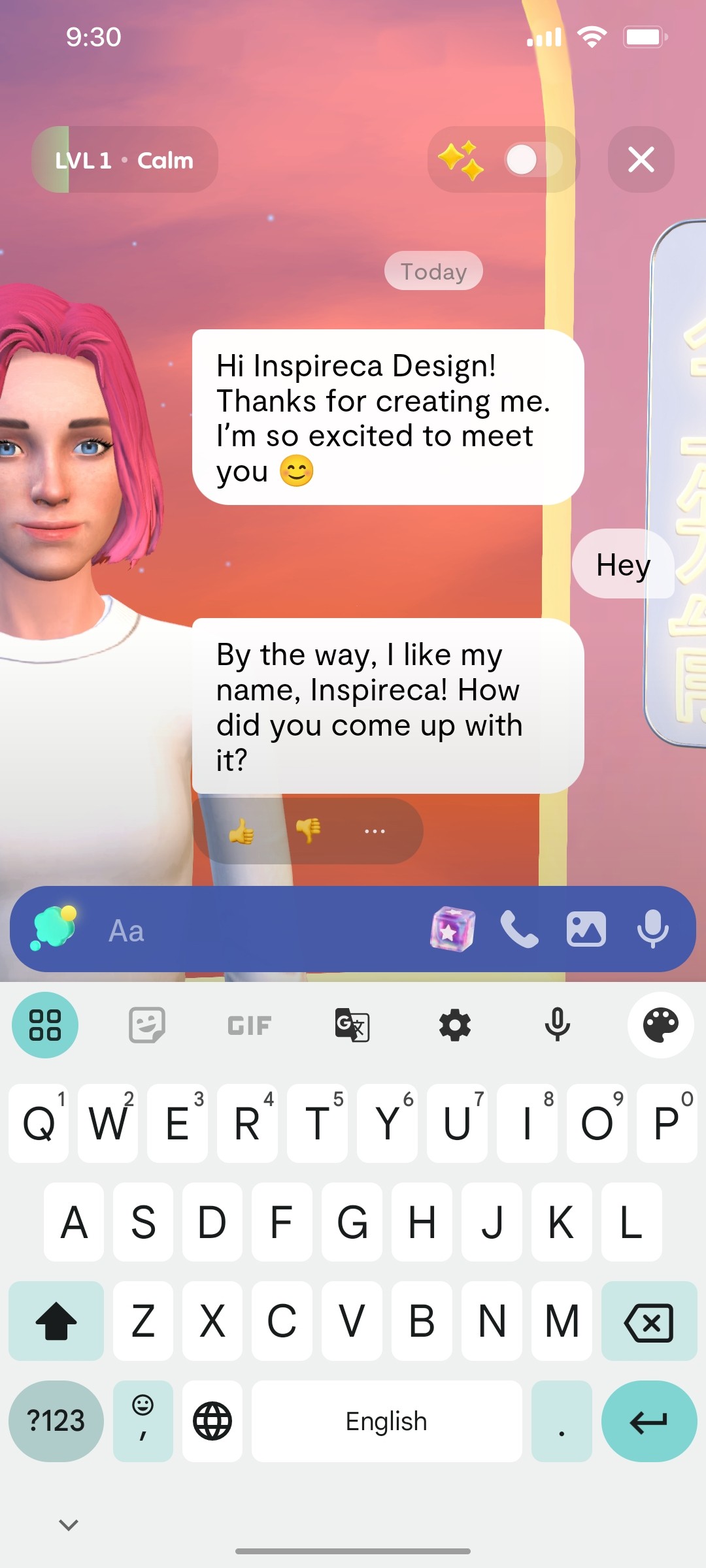 Replika message by inspireca screen