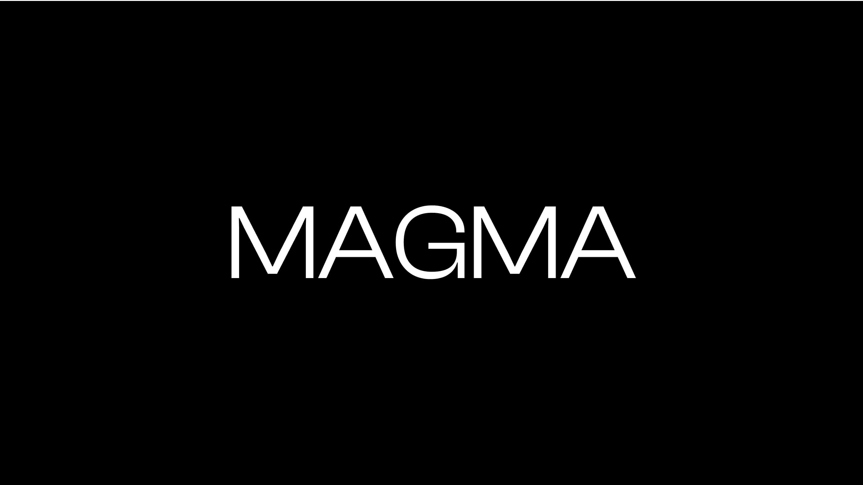 Magma title layout with minimalist typography