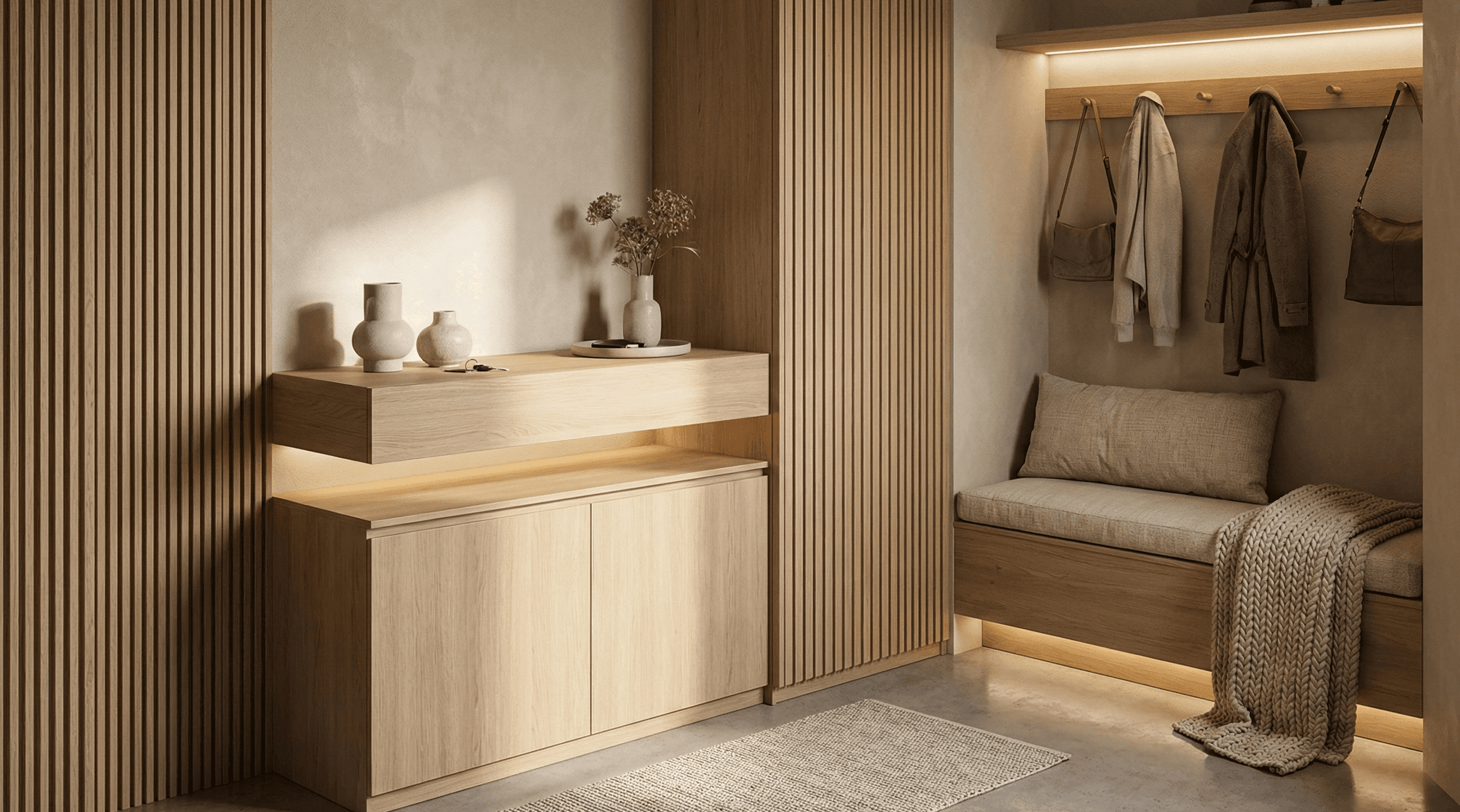 living room with brown sofa and glass window