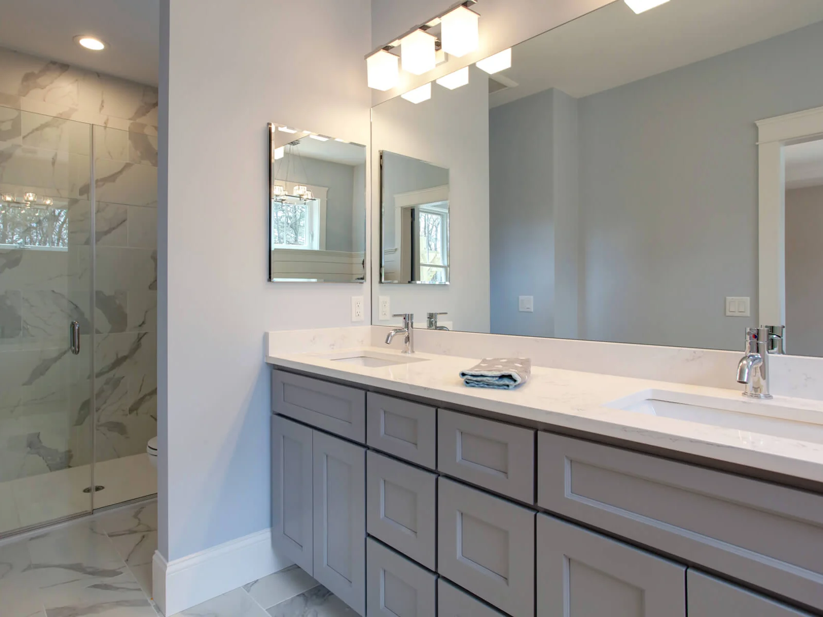 Bathroom vanity in the Brooklyn Gray finish