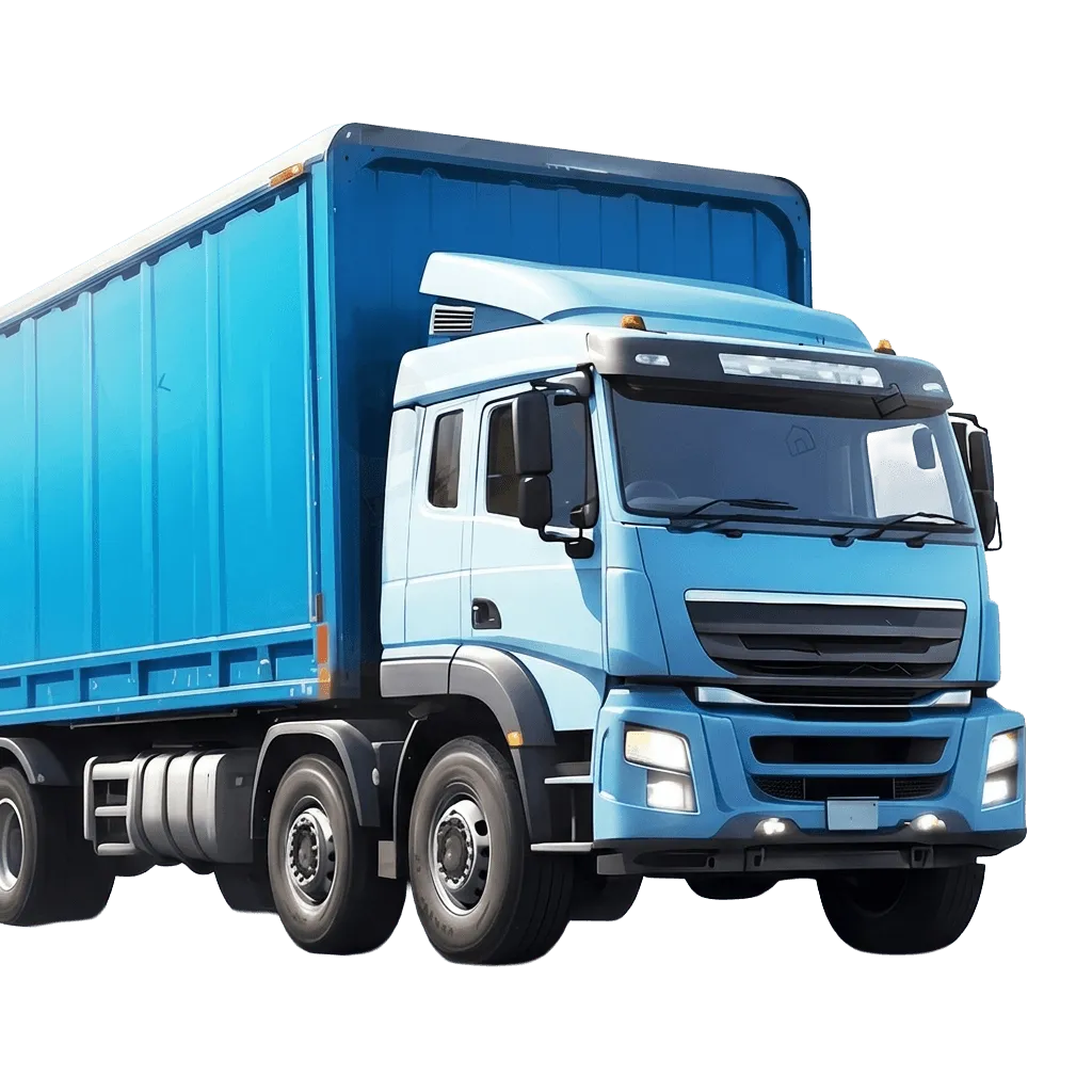 camion utilitaire bleu pour livraison de colis à domicile