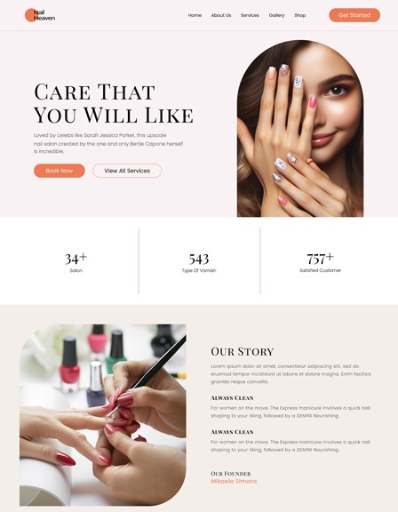 Nail HEaven GHL Website Template for Nail Salon