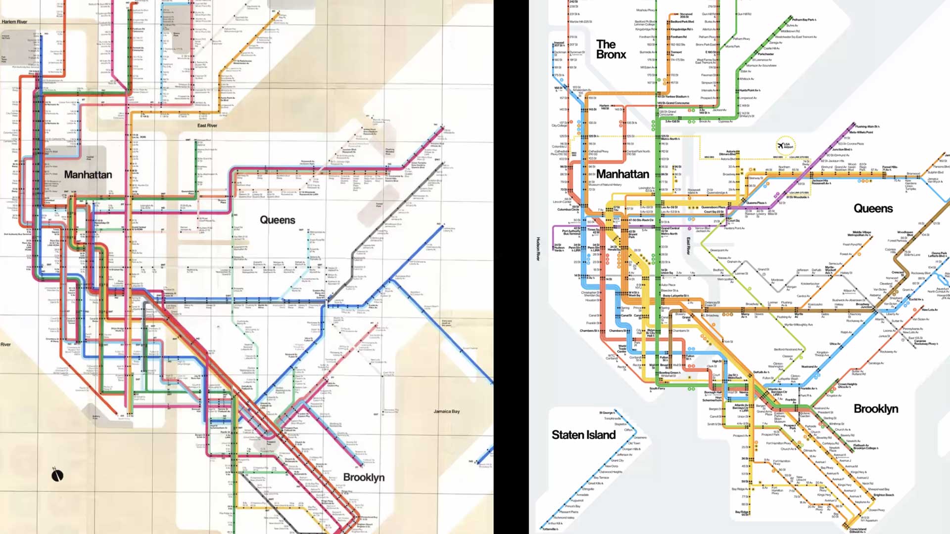 two NYC subway maps