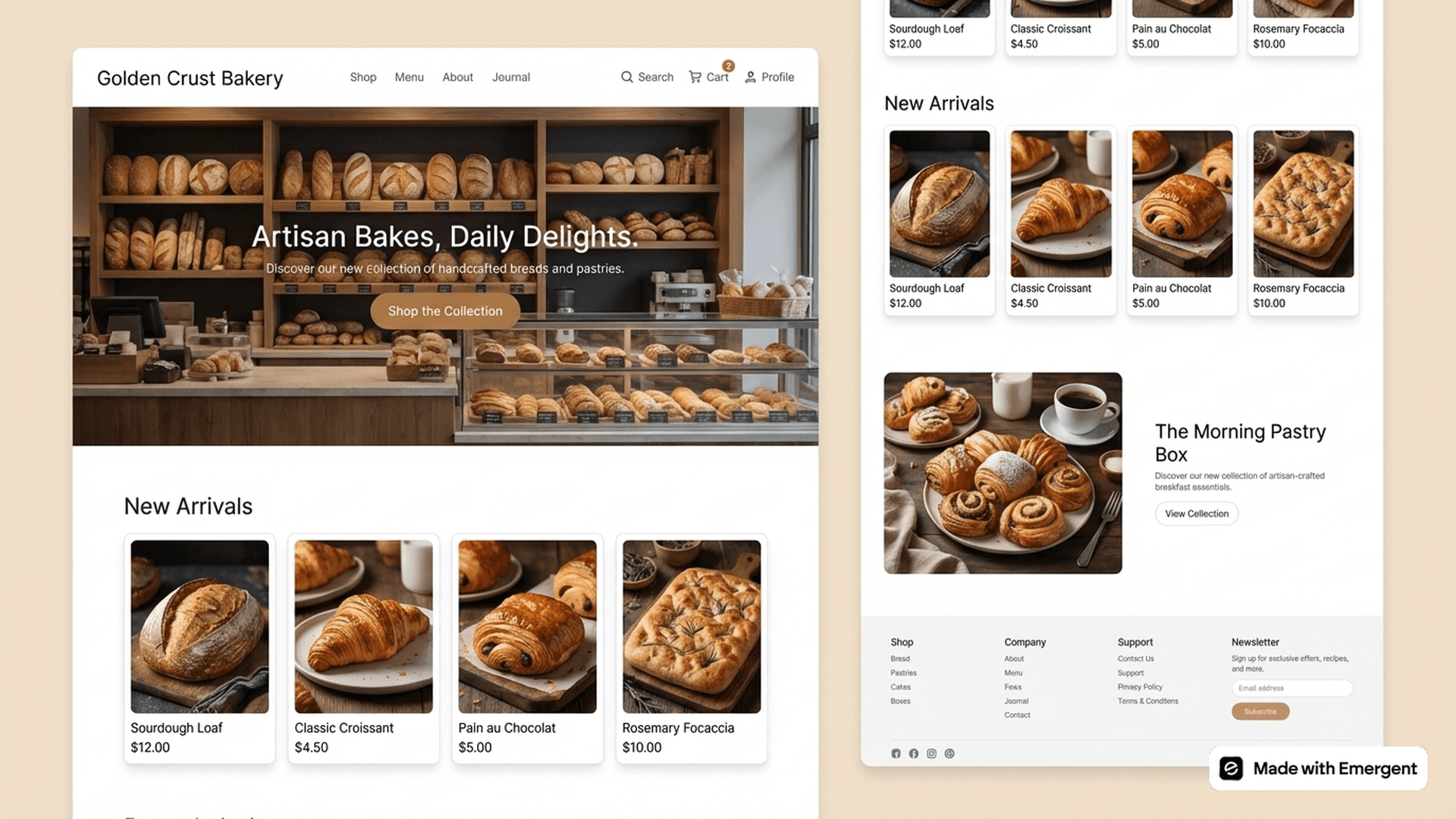 bakery website made with emergent