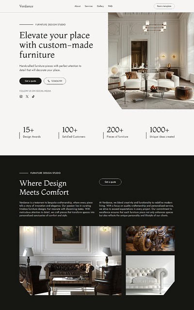 Verdance Framer Website Template Homepage 
