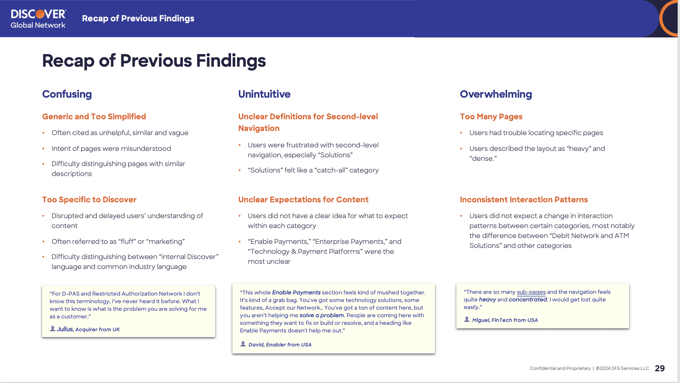 Screenshot of UX presentaion with tree test findings.