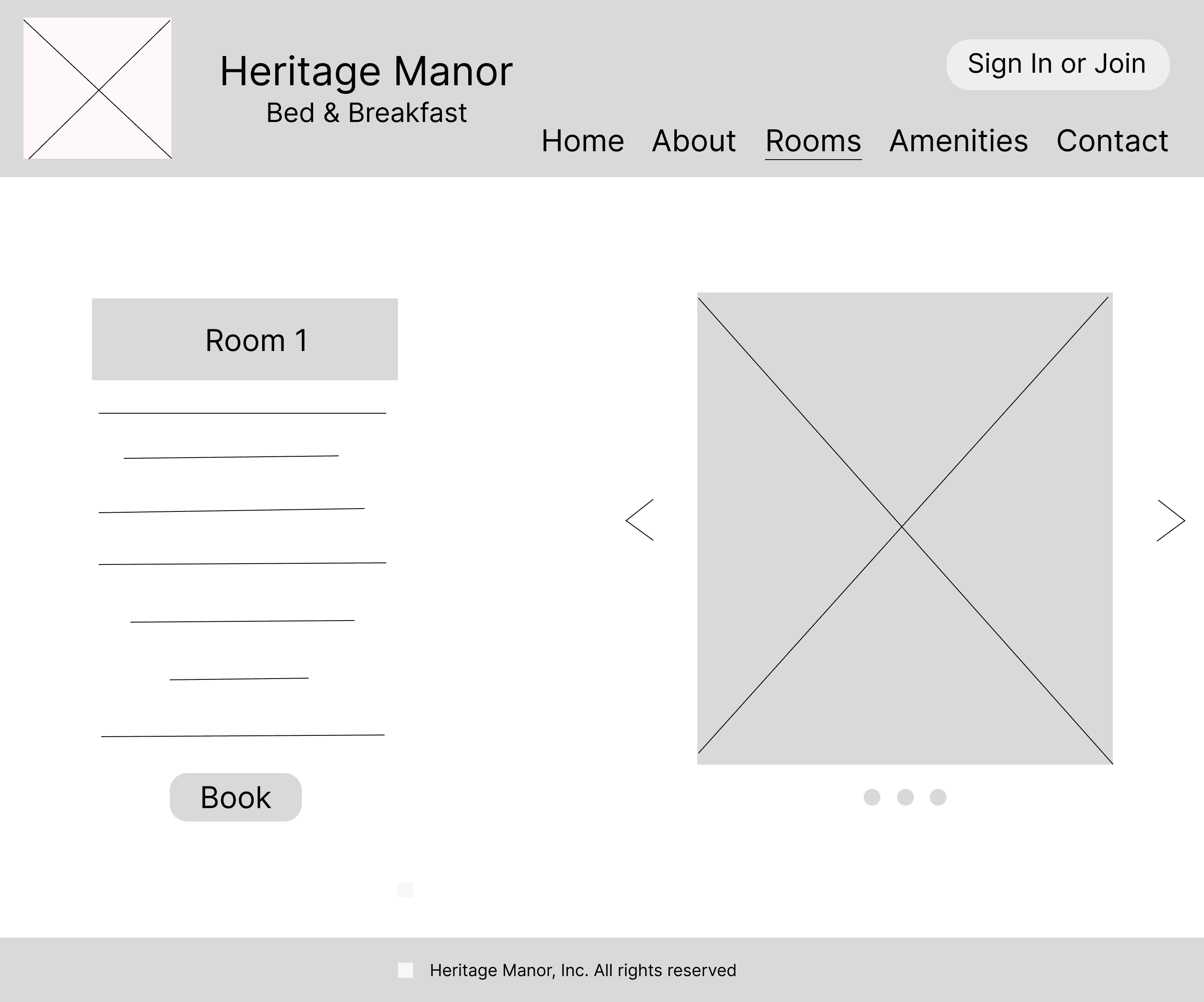 Room Booking Screen - Wireframe