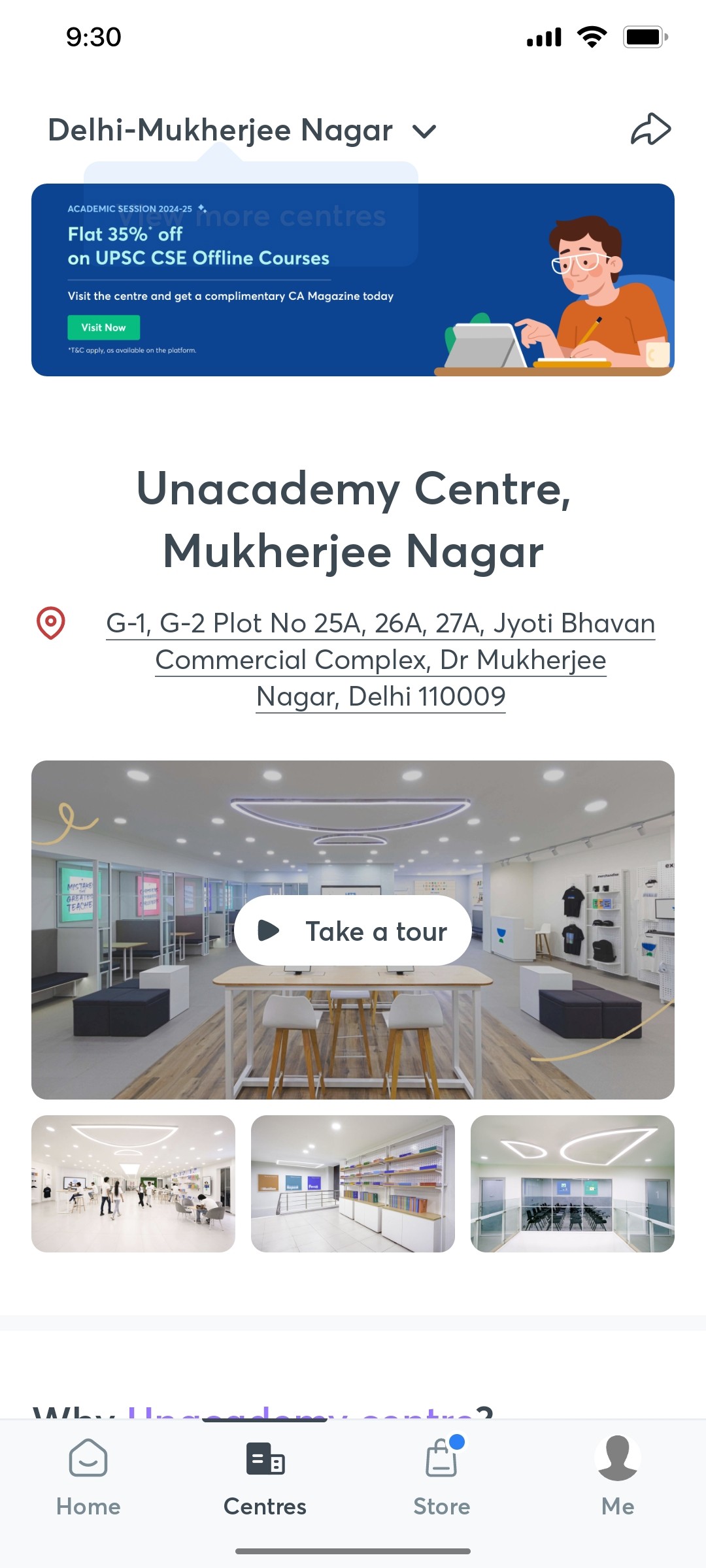 Unacademy Centress Screen