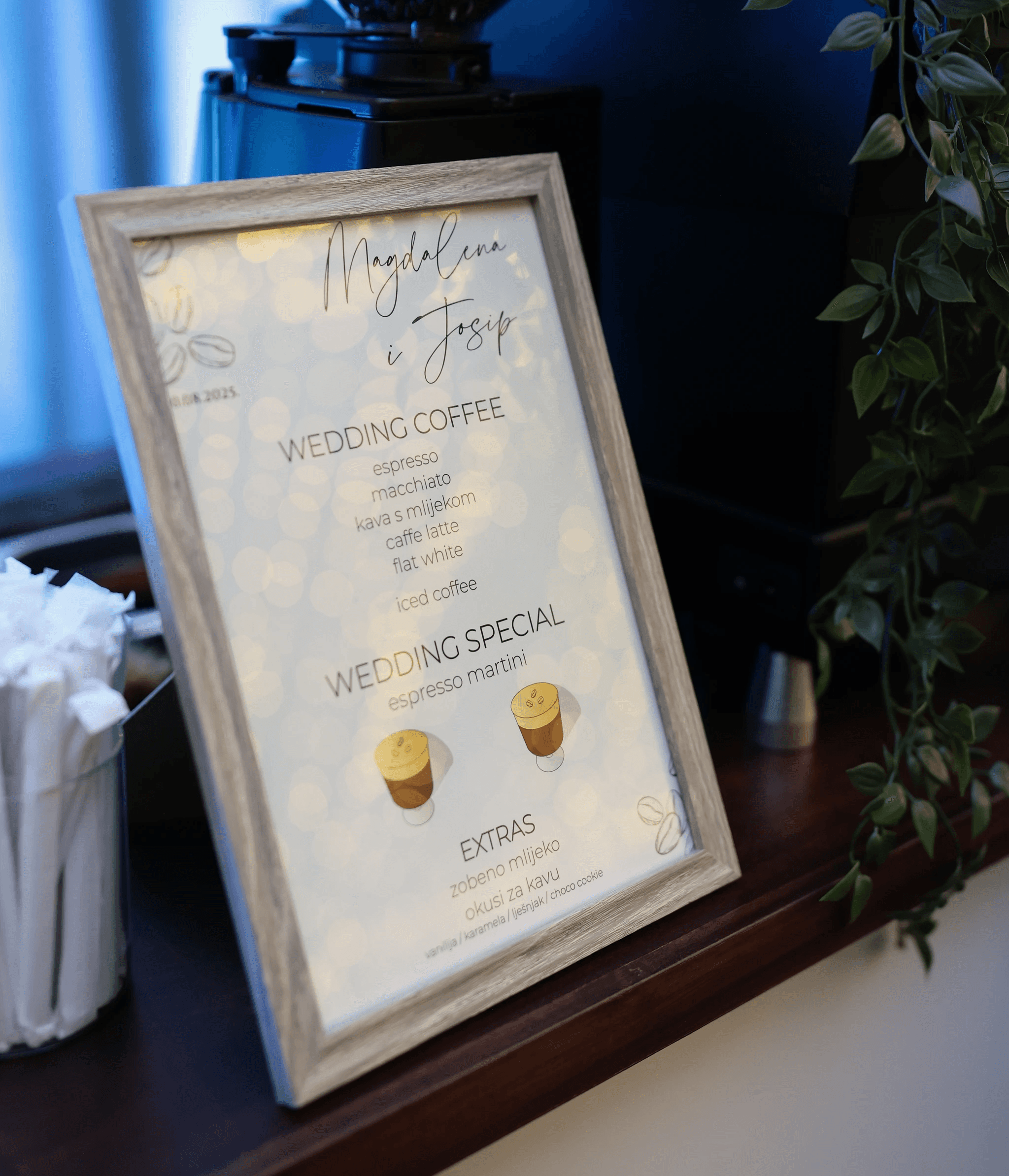 kava i svadba, personalizirani menu