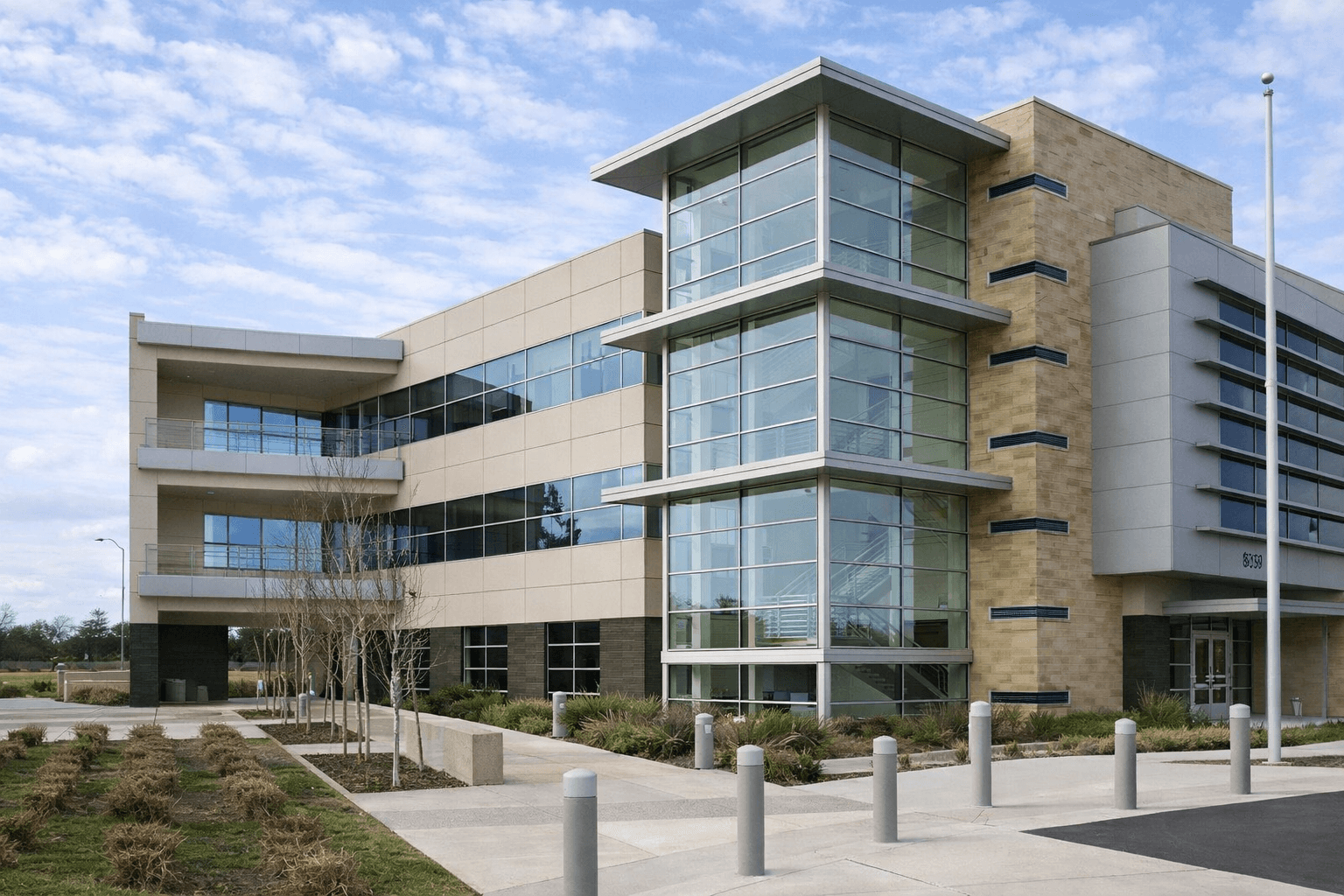 Image of a commercial building with glass atrium