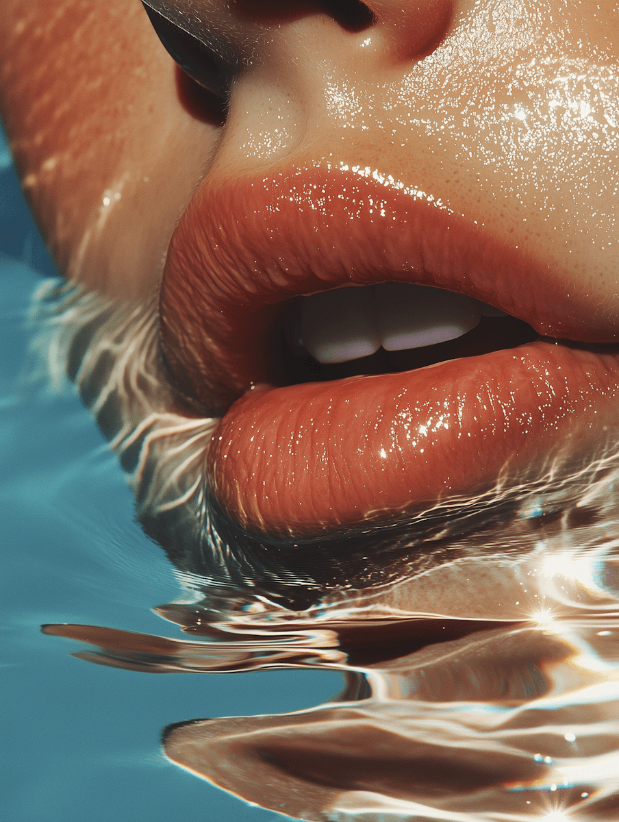 Big peach lips in water