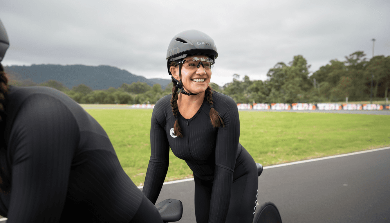 Lily riding her bike as a para-athlete