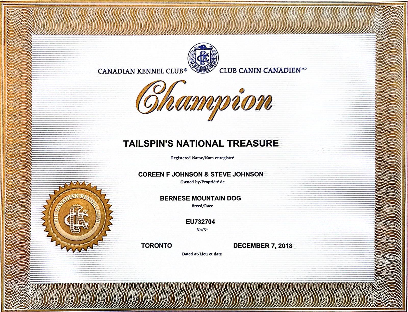 Canadian Kennel Club Champion