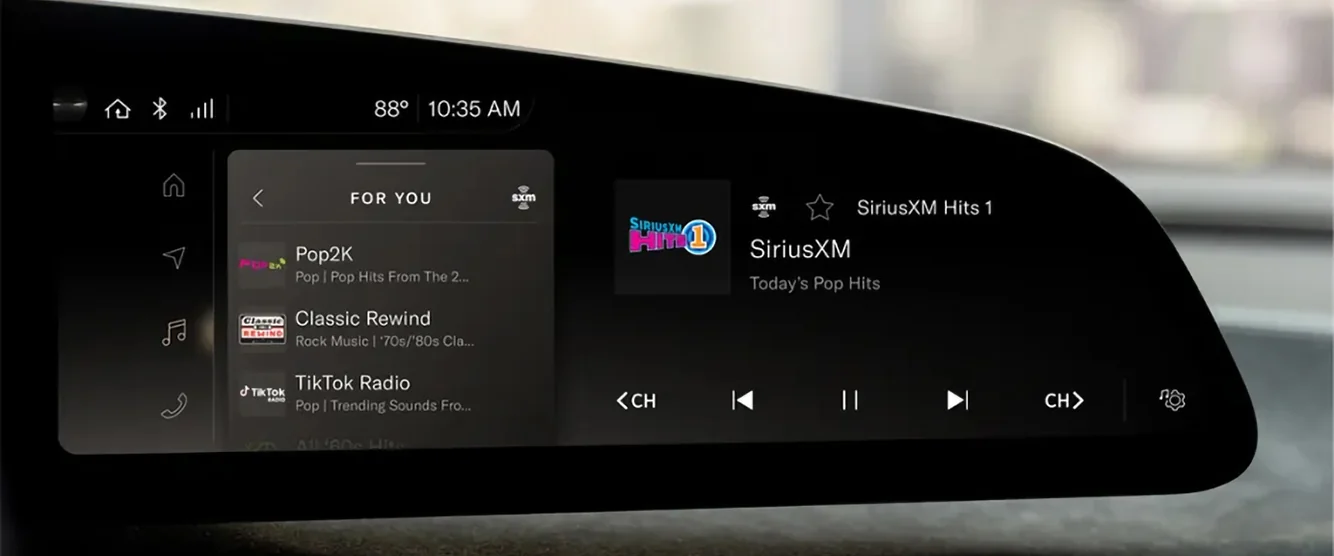 SiriusXM — in-vehicle UI on Lucid
