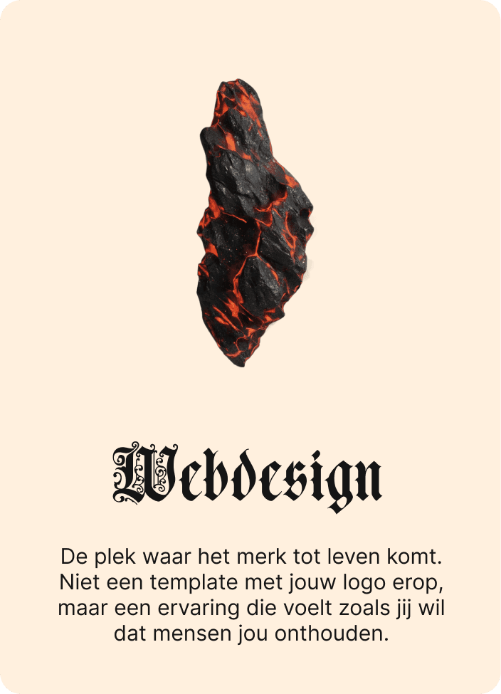 Webdesign De plek waar het merk tot leven komt. Niet een template met jouw logo erop, maar een ervaring die voelt zoals jij wil dat mensen jou onthouden.