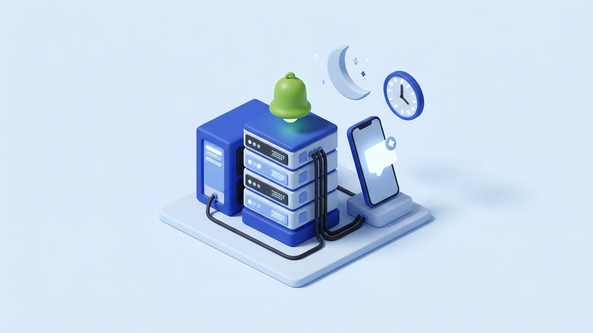 Illustration 3D des astreintes DevOps offshore pour couvrir les incidents de production 24/7