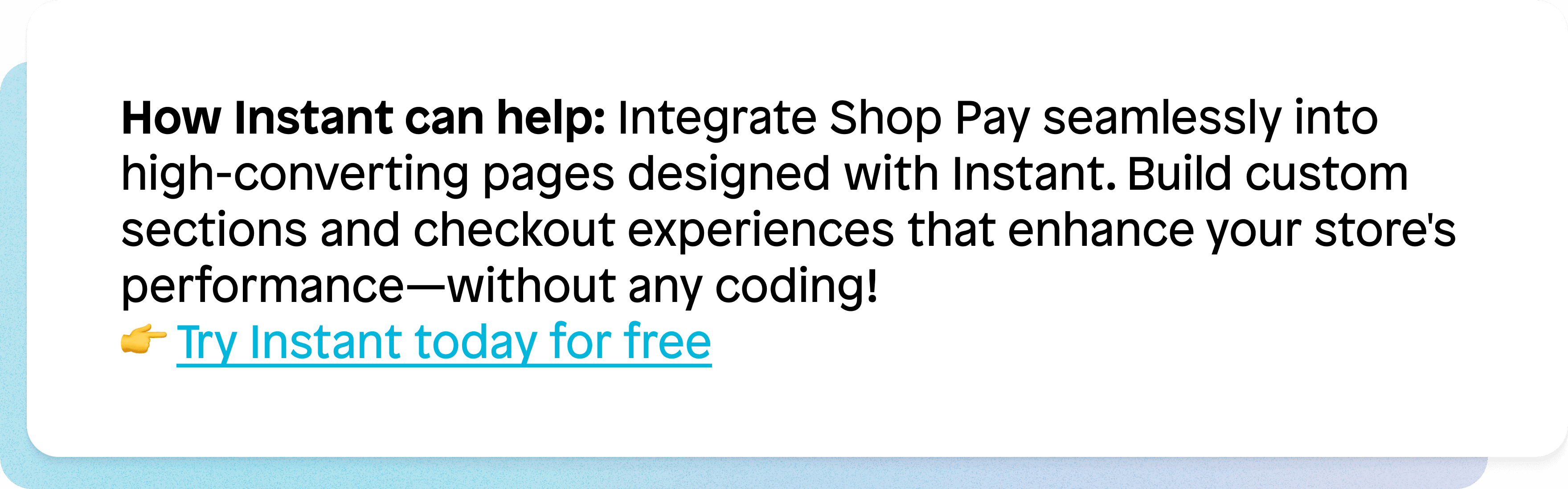 how to use Instant with shop pay