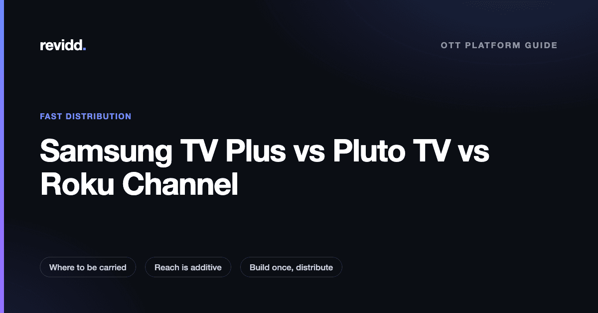 Revidd guide cover: Samsung TV Plus vs Pluto TV vs Roku Channel, where should your FAST channel live