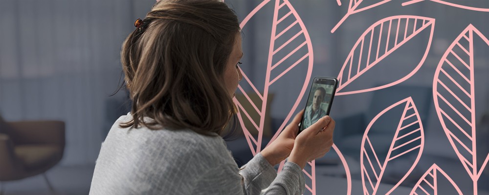 Woman taking a virtual call on her phone