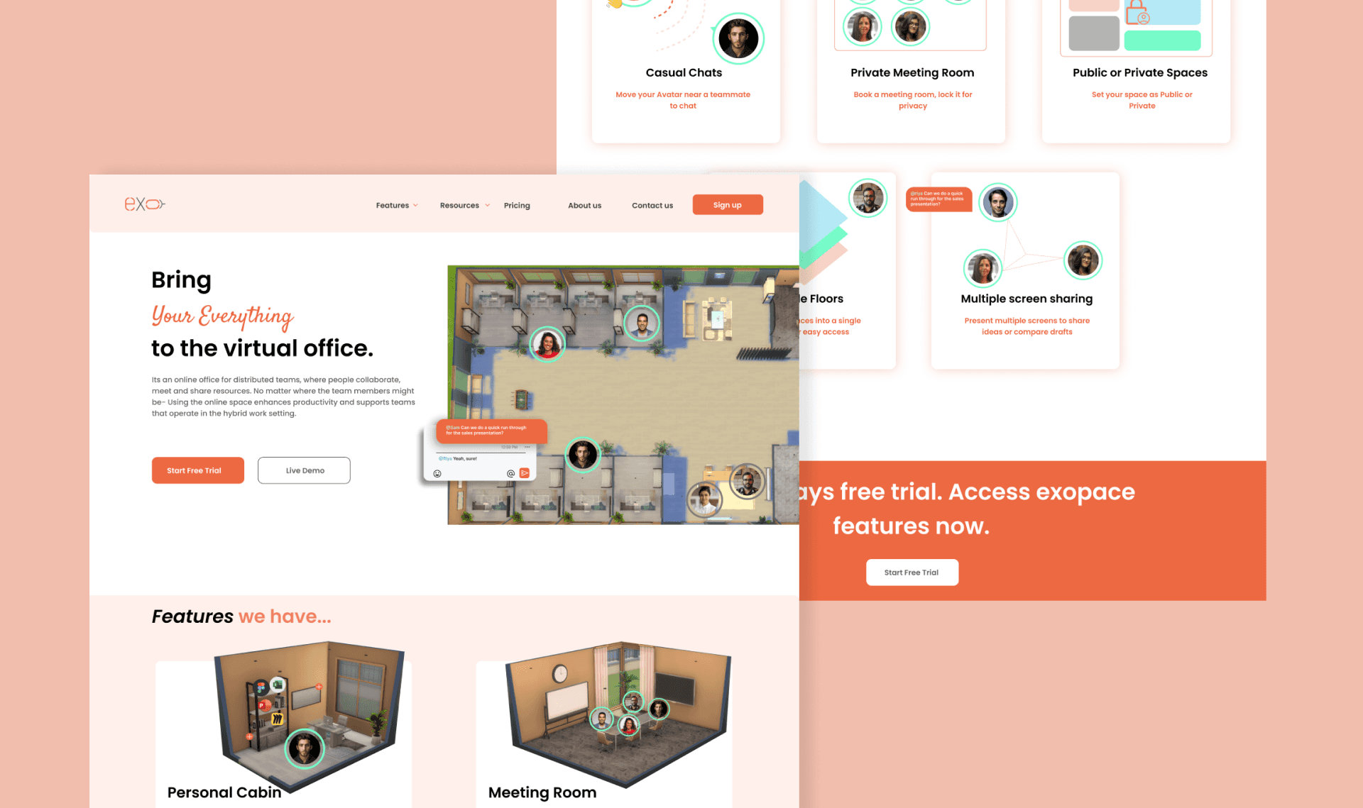 The home page header and footer