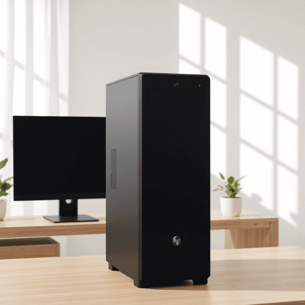product photography of desktop computer tower
