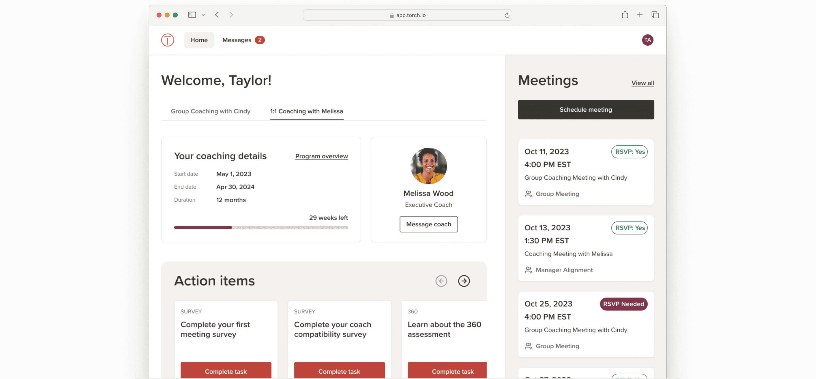 Desktop screen showing dashboard interface from Torch redesign, highlighting simplified user experience.
