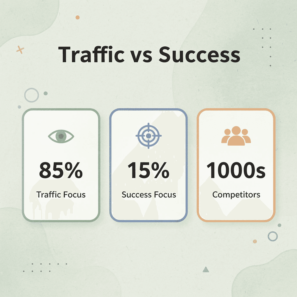 Statistics showing the disparity between traffic-focused and success-focused scholarship resources - Science Scholarships