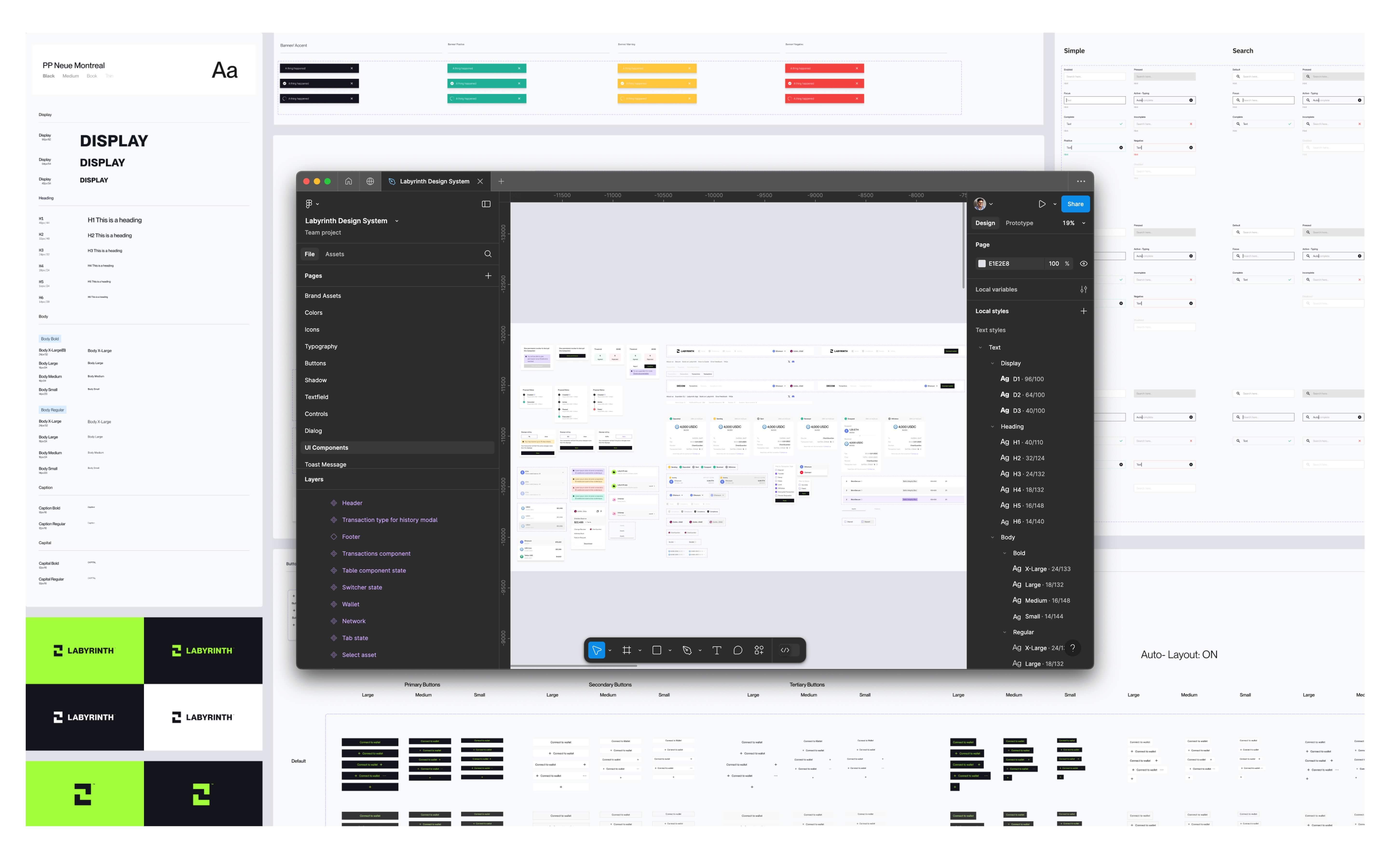 Labyrinth product design system built with reusable patterns for scalable DeFi design