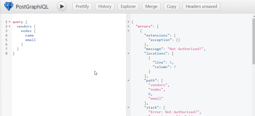GraphQL shield not authorized error