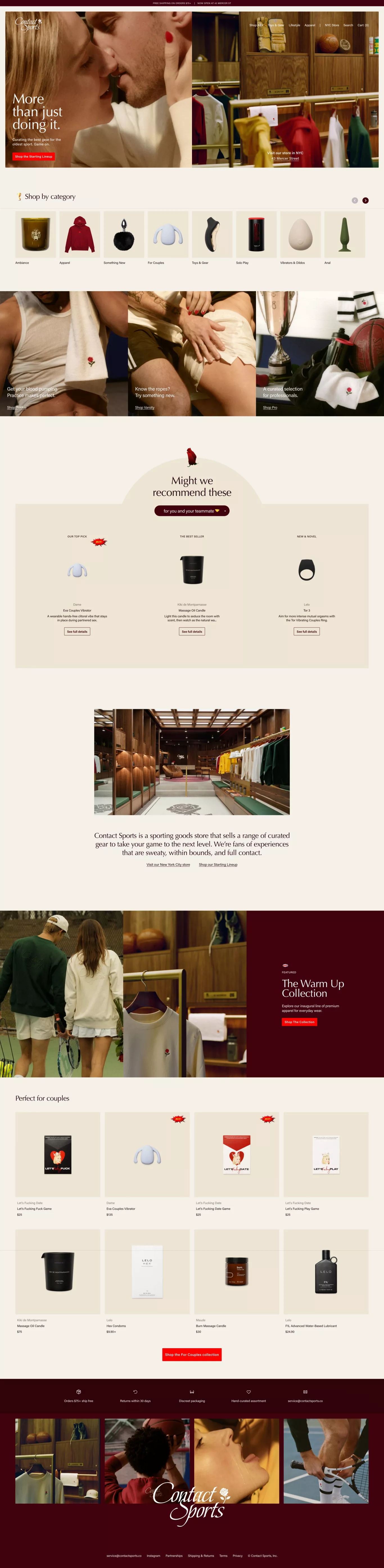 Contact Sports ecommerce page screenshot showcasing Ecommerce design