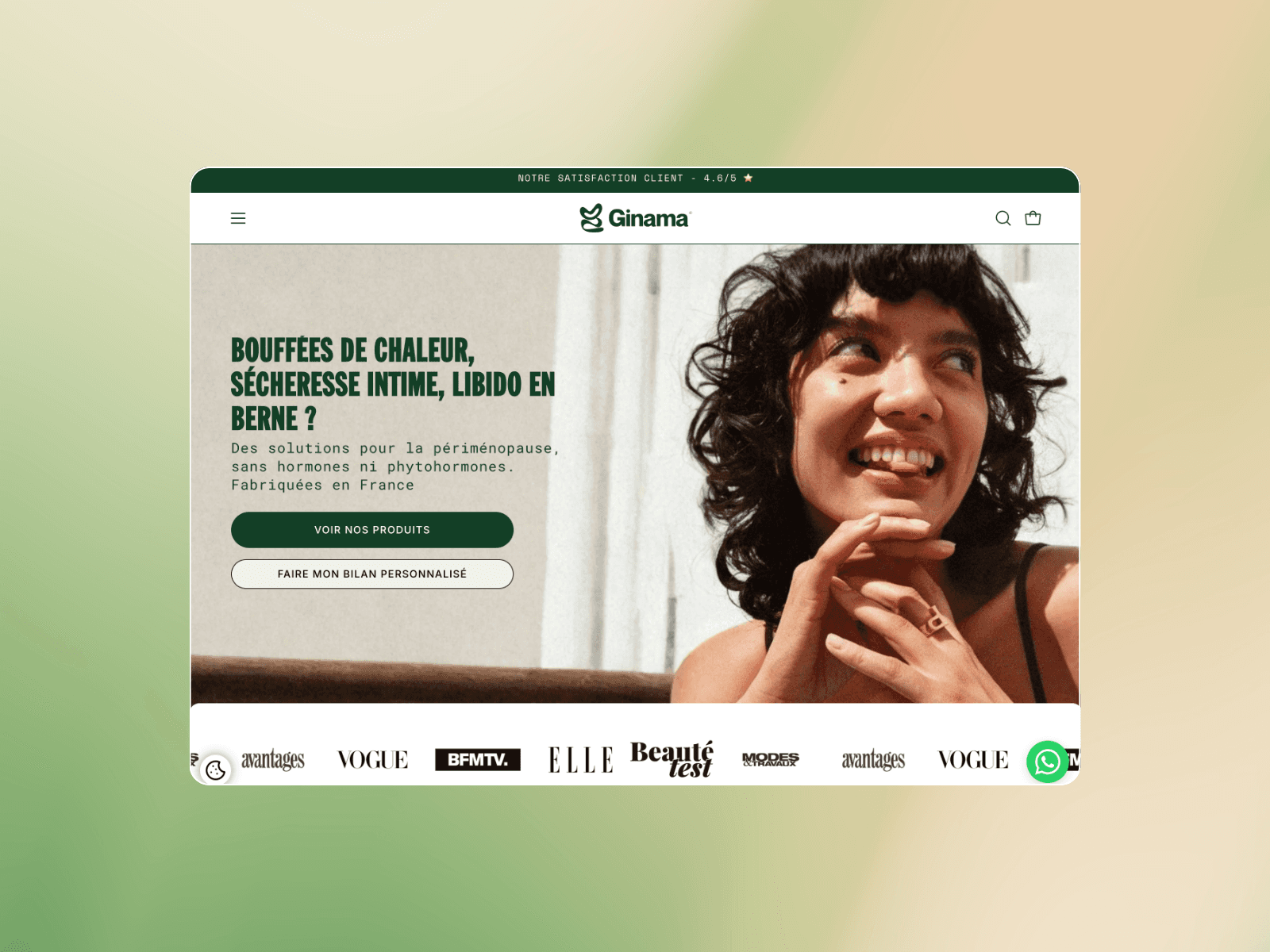 Site e-commerce Shopify pour les produits de Ginama