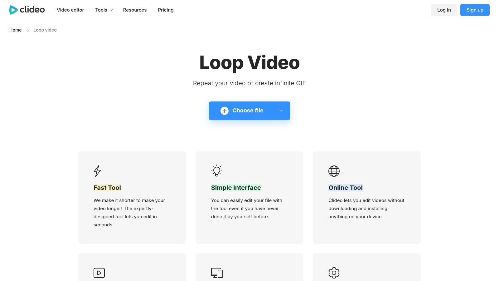 Clideo – Loop Video (Web)