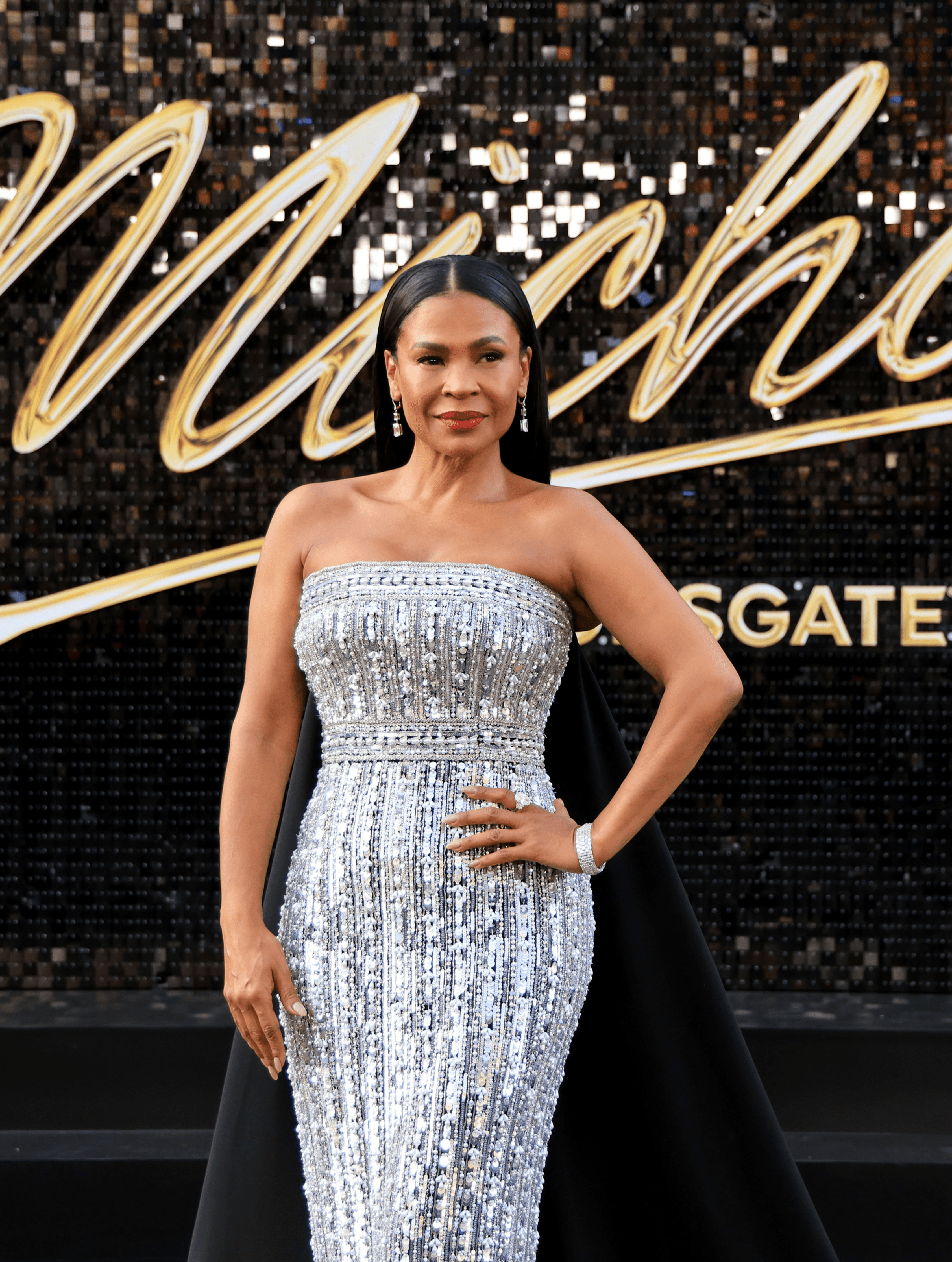Nia Long wearing Leviev diamond earrings and bracelet at the Los Angeles world premiere of Michael — placed by D'Orazio World